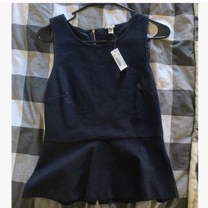 Navy J crew Peplum tank NWT